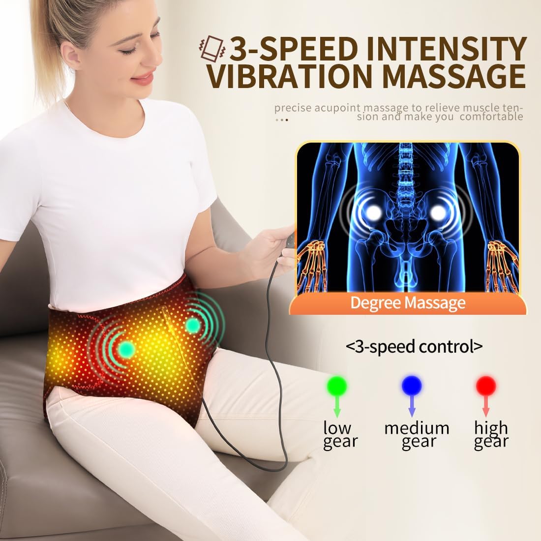 Heating and massaging period pad